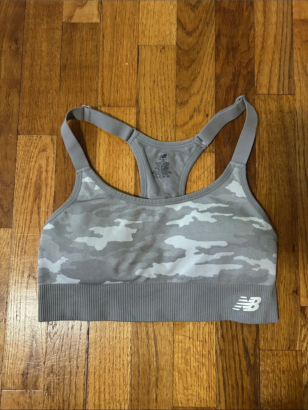New Balance Women's Gray Camo Sports Bra Bikini Top Size Large